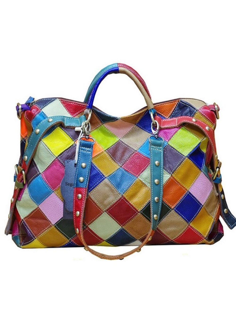 Women's Multicolor Tote Handbag Genuine Leather Random Color Hobo Shoulder Purse